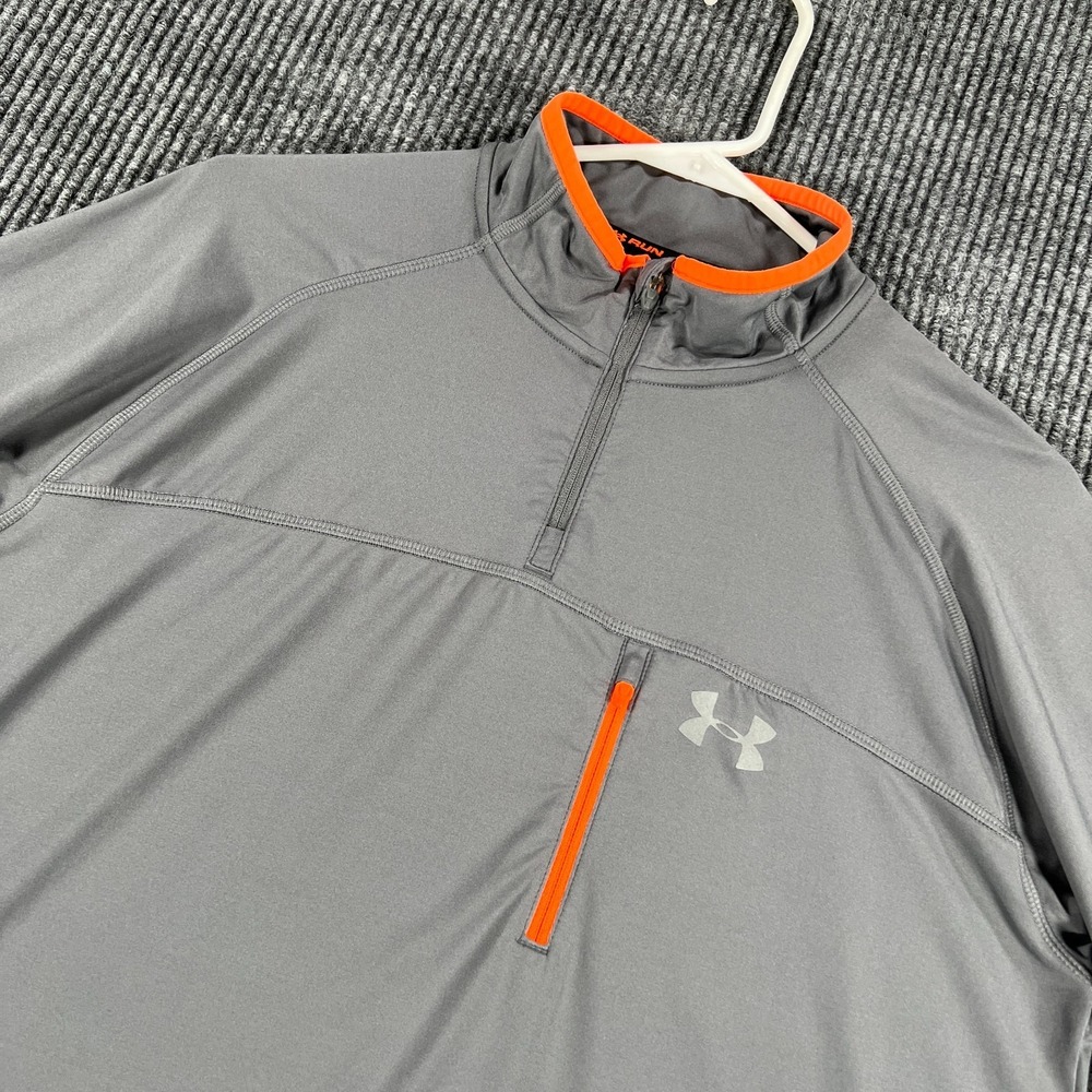 Under Armour Pullover Shirt Mens Medium Gray Long Sleeve 1/4 Zip Running Mock